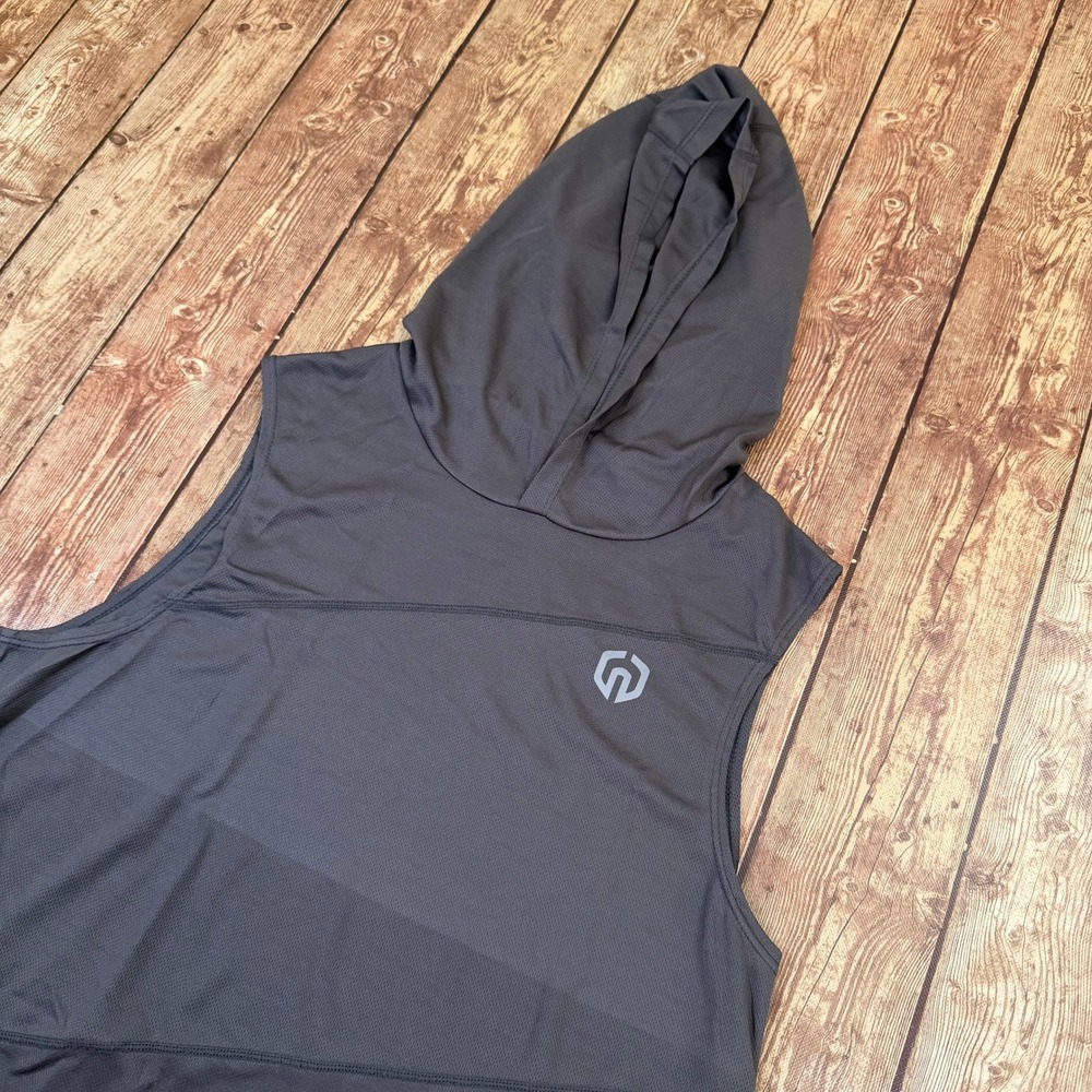 Unbranded Sleeveless Hoodie Tank Top Mens Medium Gray Athletic Breathable